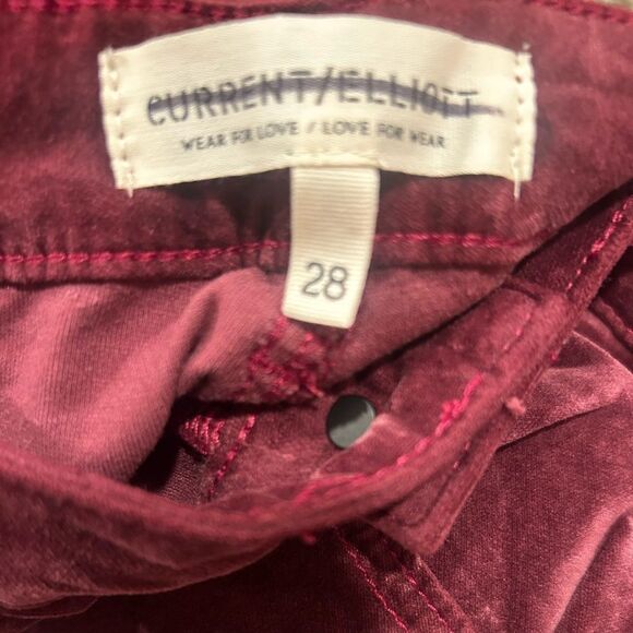 CURRENT ELLIOTT THE SIDE STREET VELVET FLARE PANT 28 - Picture 5 of 5